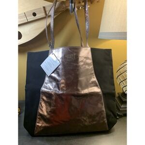 Jimmy Choo Parfums Silver Black Faux Snake Skin Black Suede Women's Tote Bag